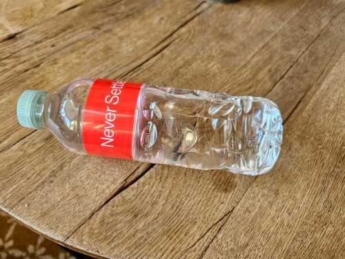 plastic water bottle on its side