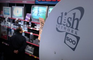A Dish Network branded satellite dish in a television store