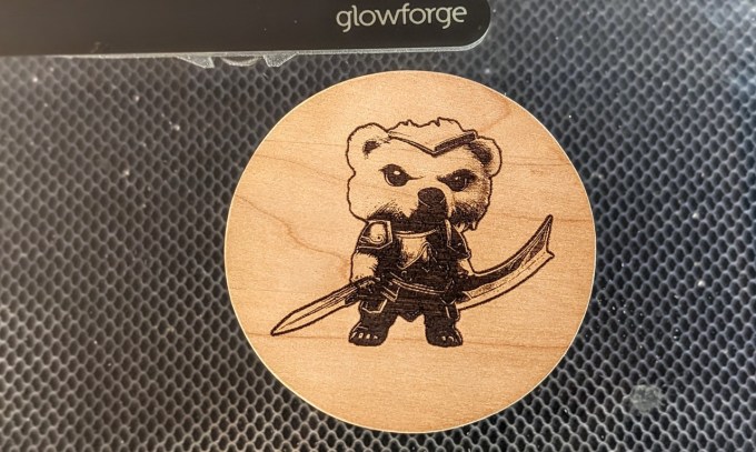 Laser-carved bear on coaster