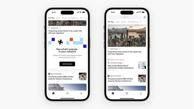 Artifact's 'For You' feed on iPhone