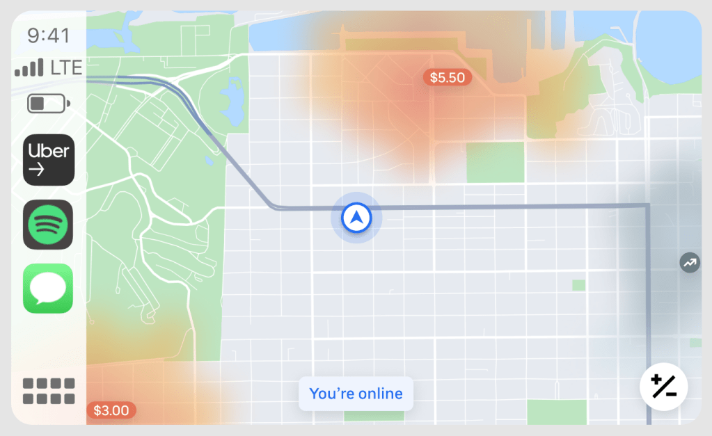 Uber CarPlay map