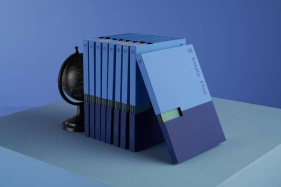 Legal folios on top pf a filing cabinet