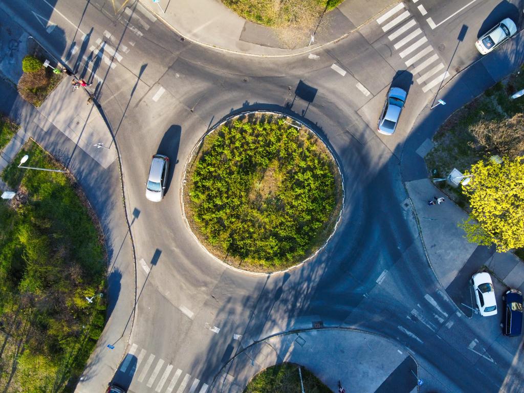 Overhead of a traffic circle
