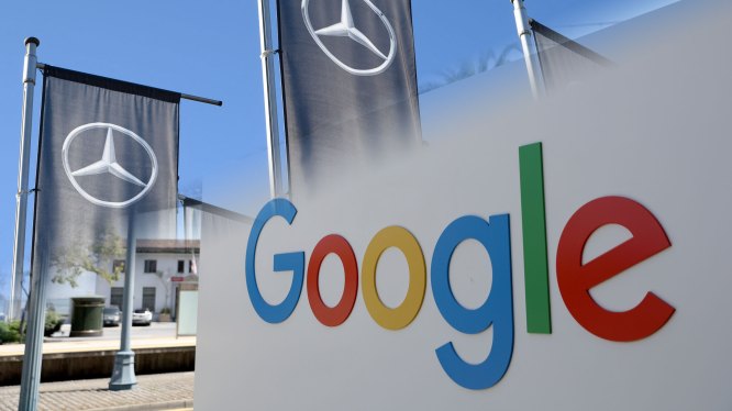Mercedes and Google logos