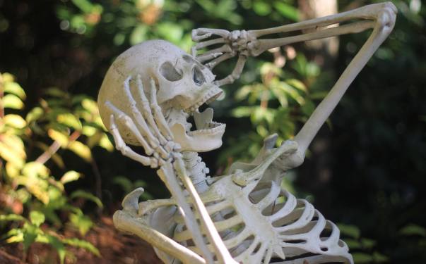 A skeleton looking very agonized