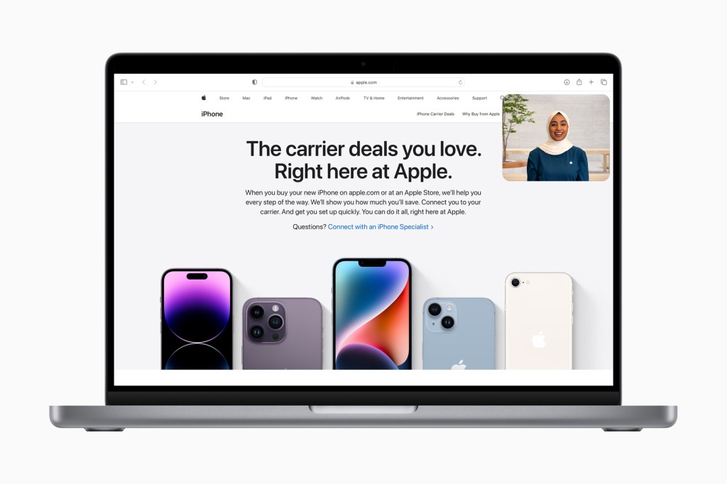 laptop displaying Apple's feature to shop with a specialist
