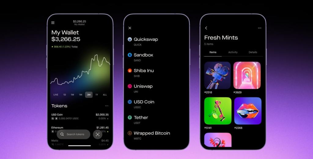 Robinhood app shown on three smartphones