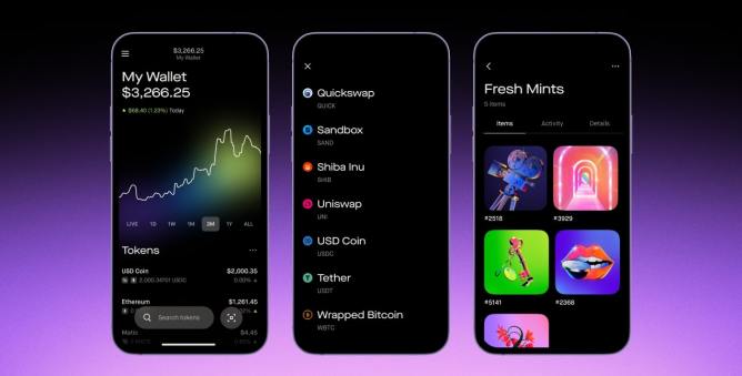 Robinhood app shown on three smartphones