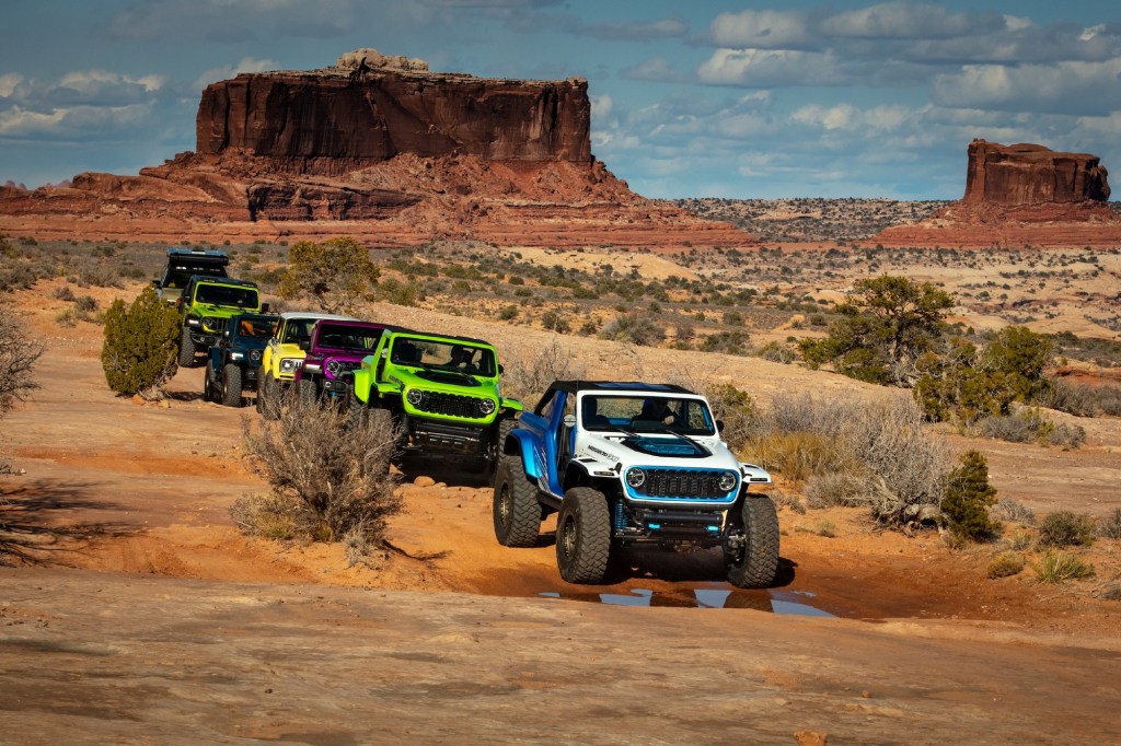 2023 Easter Jeep Safari lineup; line of Jeeps traversing desert