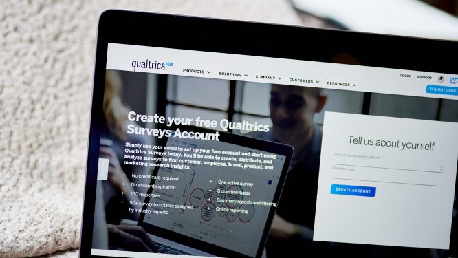 Qualtrics International Inc. website on a laptop