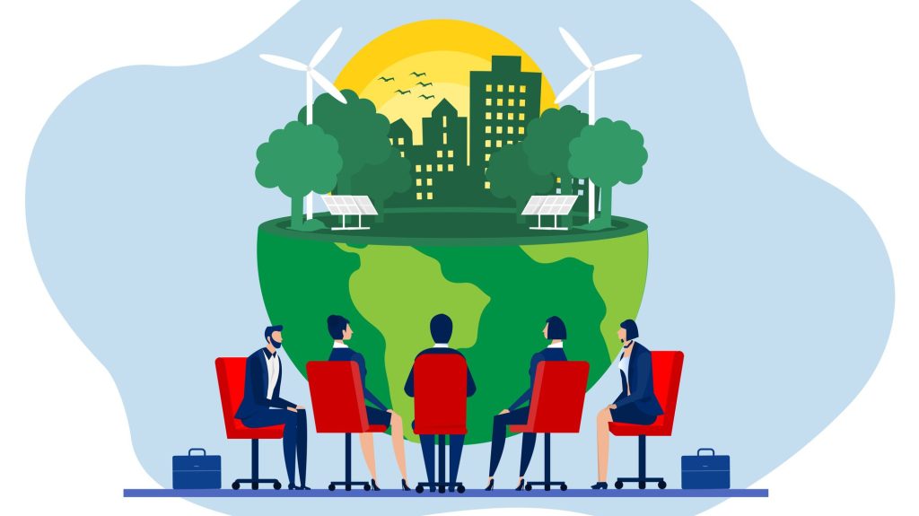 Concept illustration depicting corporate ESG activity