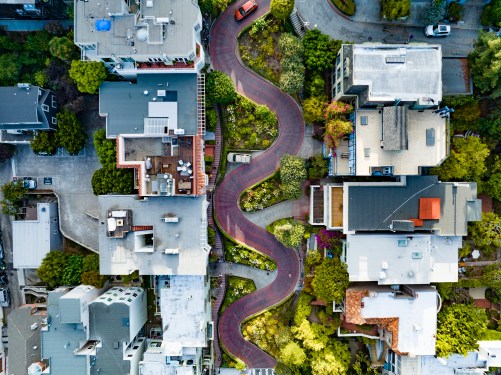 Lombard Street in San Francisco From above