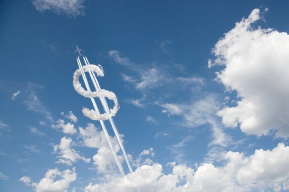 Jet trail creating dollar sign
