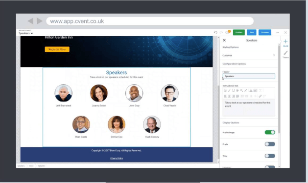 Cvent meetings and events management software displayed on screen