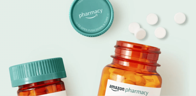 Amazon Pharmacy logo on medicine bottle