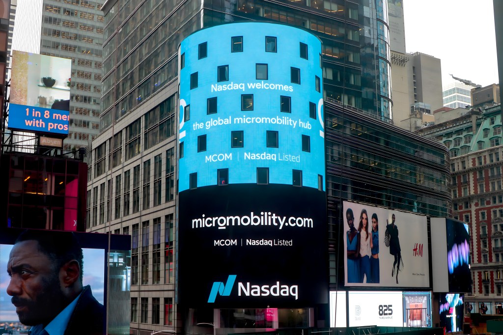 micromobility.com on nasdaq times square announcement billboard
