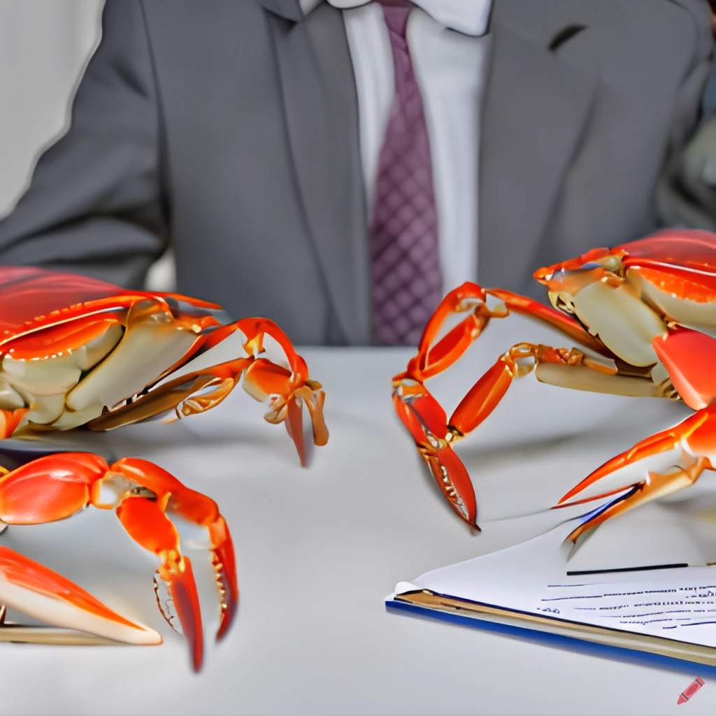 AI generated image of crabs in conversation