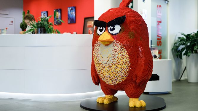 A model of Angry Birds character 'Red' sits on display inside the reception area of the Rovio Entertainment Oy headquarters in Espoo, Finland, on Thursday, Feb. 28, 2019.