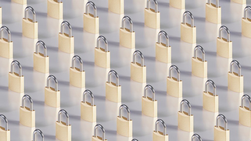 Realistic 3D rendering of closed padlocks filling the frame