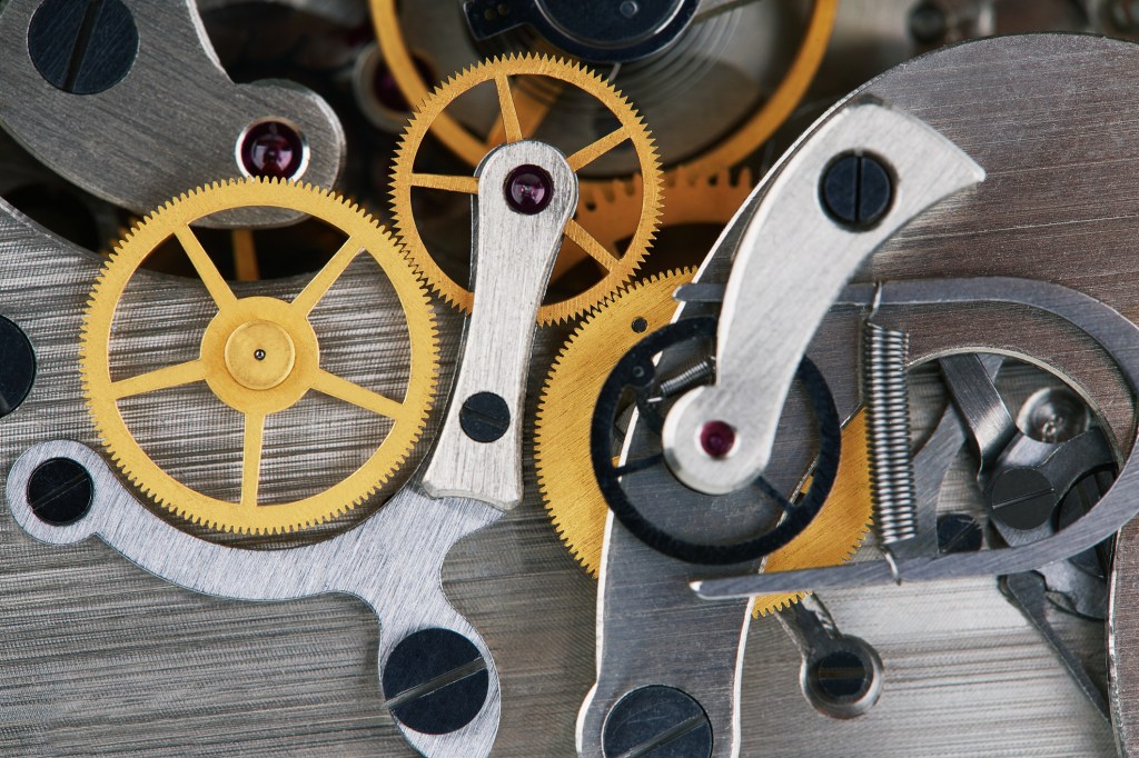 Clock mechanism with gears