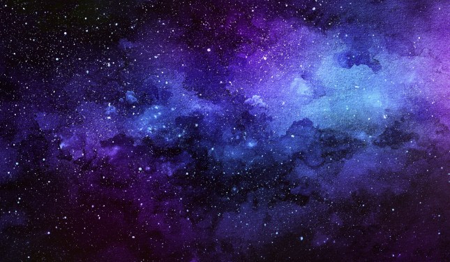 Cosmic illustration. Beautiful colorful space background. Watercolor Cosmos