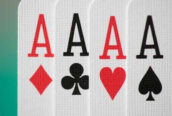 Extreme closeup of four aces