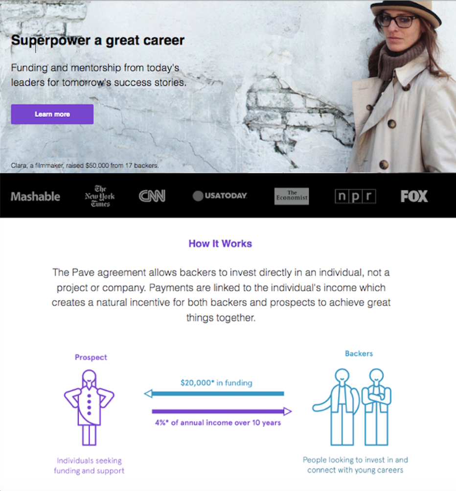 2013 Screen Shot of the Pave Website.
