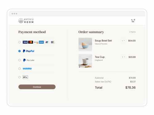 PayPal Complete Payments screen