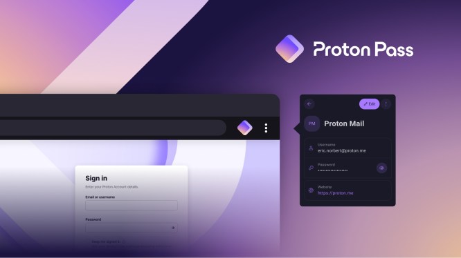 A screenshot of the browser extension of Proton Pass