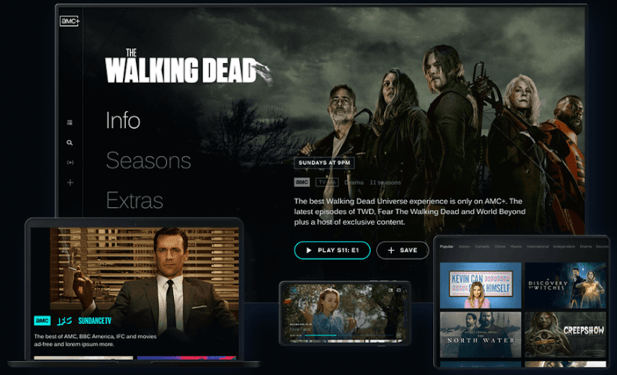 amc+ streaming service splash screen