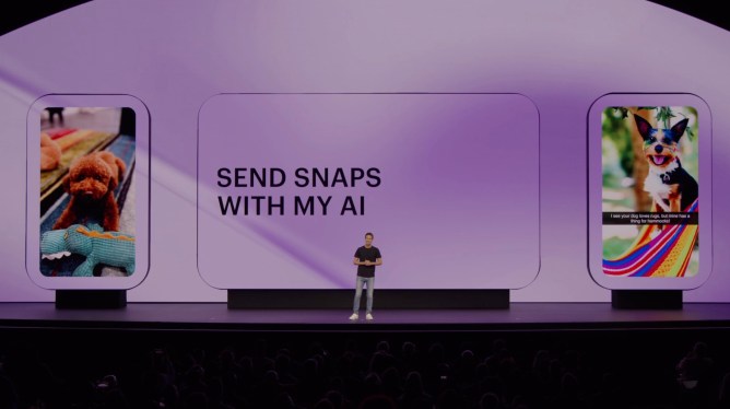 person onstage at Snap Summit 2023
