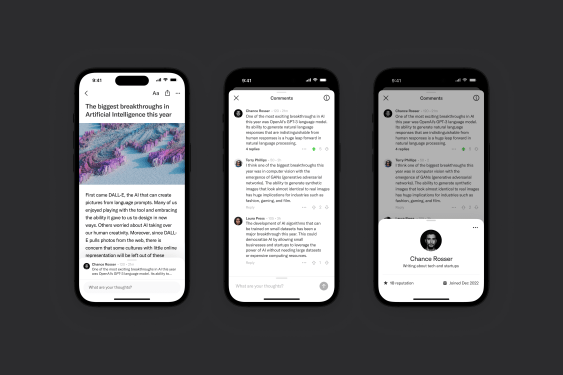 Artifact on 3 mobile phone screens