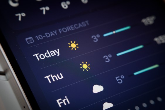 The Weather app on an iPhone