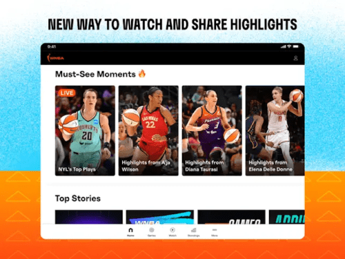 WNBA Digital app samples displayed