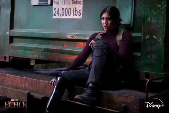Scene from Marvel Studios show Echo on Disney+. Alaqua Cox as Maya Lopez.