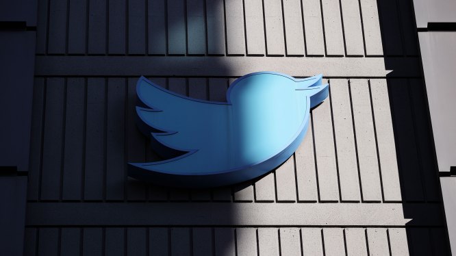 Twitter logo on headquarters in San Francisco