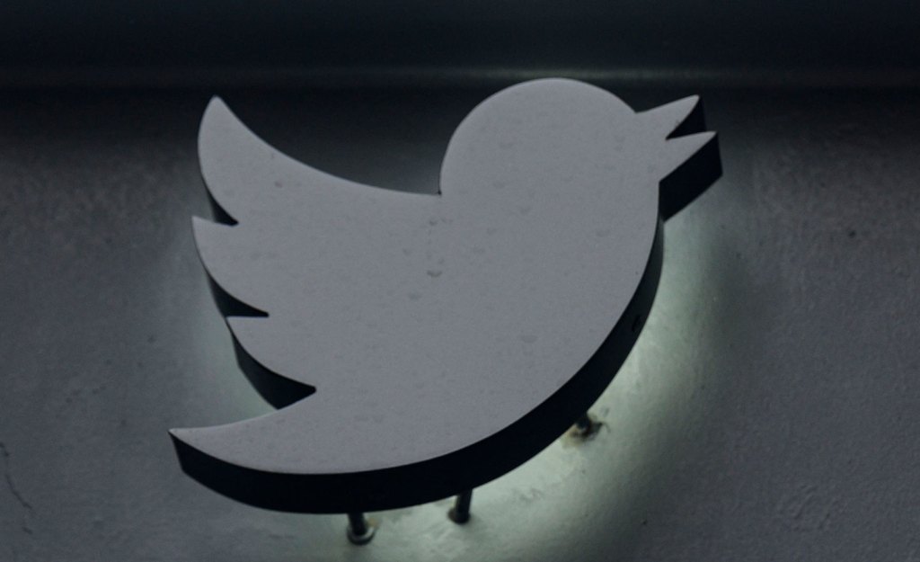 The Twitter logo at their offices in New York City on January 12, 2023. (Photo by ANGELA WEISS/AFP via Getty Images)