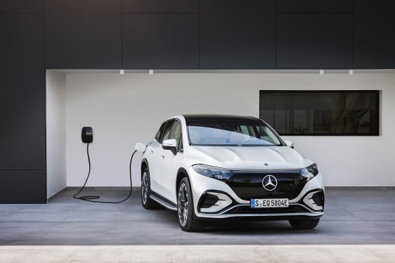 Mercedes-Benz EQS SUV, parked and charging