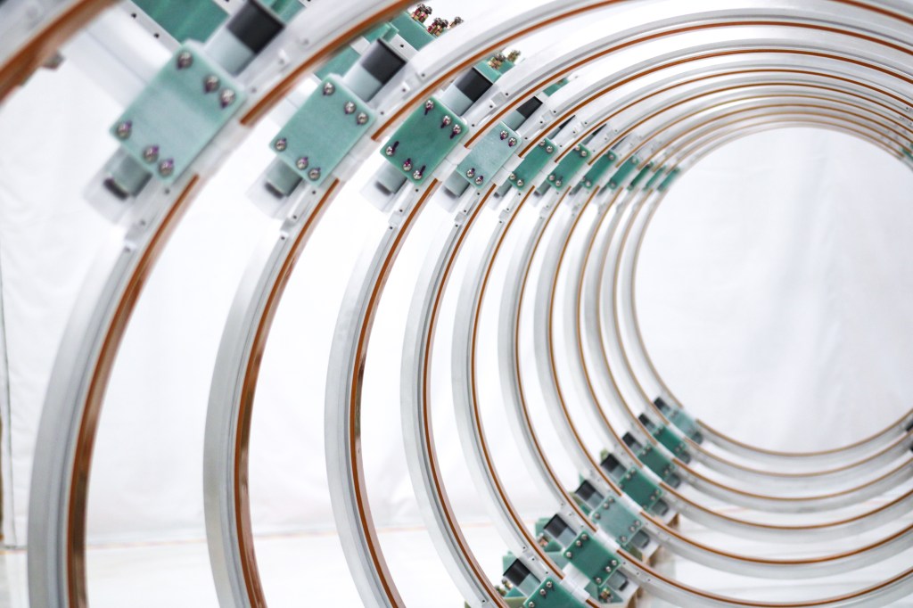 Assembled electromagnetic coils that will be used in Helion’s 7th fusion prototype, Polaris