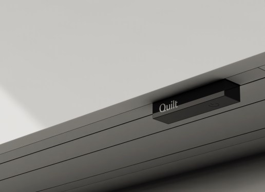 Quilt's heat pump prototype seen in a closeup.