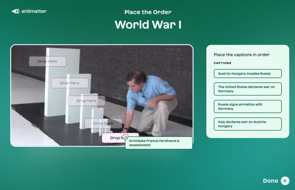 An Antimatter activity that prompts a student to use a meme format to learn about the causes of World War I