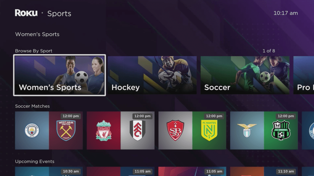 Women's Sports Zone on Roku