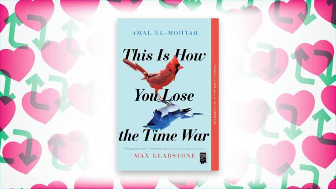"This is How You Lose the Time War" book cover with Twitter icons