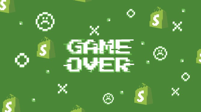 Game over screen with Shopify logos