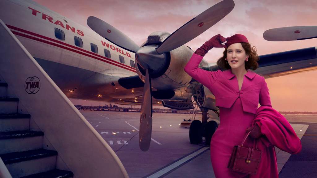 The Marvelous Mrs. Maisel next to a TWA plane