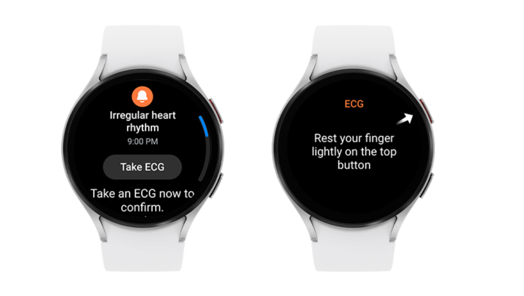 An image depicting Samsung's irregular heart rhythm feature on a galaxy watch