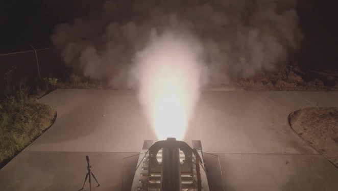 large rocket engine spewing exhaust