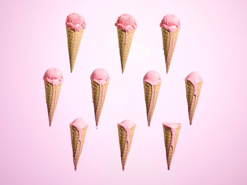Melting ice cream at different stages