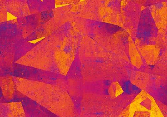 Abstract oil painting in oranges and yellow.