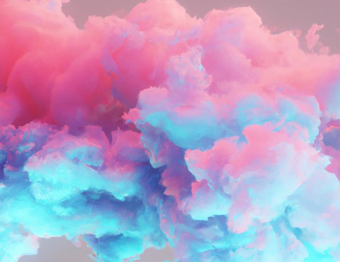 Hazy colorful pink and blue clouds.